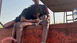 this nigeria girl casually gives a mind-blowing blowjob with wet pussy action in doggystyle