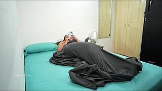 Horny petite small tits Latina teen agrees to share bed with stepbrother leading to unexpected wet pussy anal creampie orgasm.