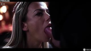 blonde milf with huge tits gets bound in bdsm action, face fucked as real doll with wet pussy licked and doggystyle pounded