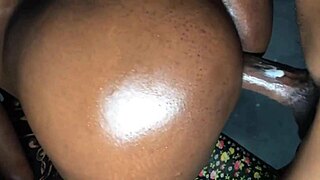Wet and creamy pussy creams all over big black cock in close up