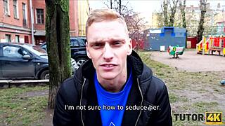 Tutor4k features guy approaching blonde tutor in glasses and stockings after finding her toys for high definition doggystyle encounter.