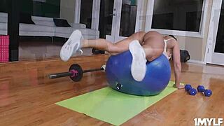 Aubrey Black shows off her athletic milf body in intense workout action.