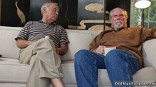 Ever wonder how old men dominate and bang horny teen in wild group handjob and pissing session?