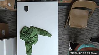 Hey, watch this mall guard punish and fuck a curvy young shoplifter with his big cock