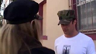 White Boy Deepthroats Shemale's Big Dick in Uniform with Intense Anal Passion