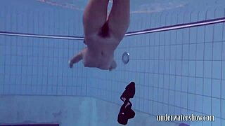 lucy takes off bikini in the pool, feeling so teasing and wet underwater