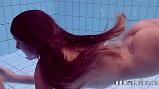 lucy takes off bikini in the pool, feeling so teasing and wet underwater