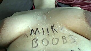 big boobed bbw wife blindfolded gets orgasm from hitachi vibrator and covered in cum