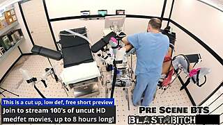 Step sisters spread shaved pussies wide in backstage latex gloves for intense creampie blasts