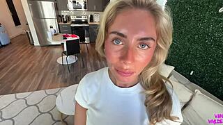 OH MY GOD! BRITISH BLONDE INFLUENCER BONNIE BLUE SUCKS AND RIDES NEIGHBOR'S COCK IN WILD POV ACTION!