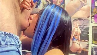 chica universitaria loves sucking big cock and getting face fucked by muscular guy