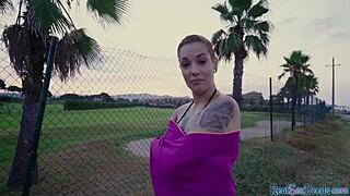 inked latina gives deepthroat bj then rides cowgirl in public outdoor sex