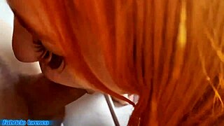 the redhead maid flashed her big tits and ass before getting intense action outdoors