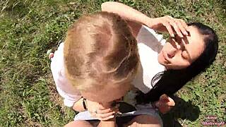 Smoking sluts suck cock and swallow cum eagerly