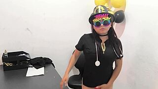 Hot Office Worker Teases With Anal Plug In Hospital Setting Versus Naughty Nurse Desires