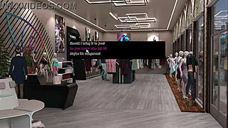 oh man, this office lady sneaks a dildo into the fitting room and starts masturbating publicly in that hentai game