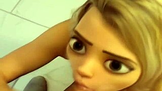 Whoa, real life 18+ teen Elsa from Frozen does Pixar porno with BBC in public bathroom cumshot 😱