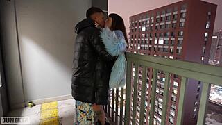 WOW, SOMEONE SPIED ON US FUCKING IN THE ENTRANCE SO WE KEPT GOING AT HOME!