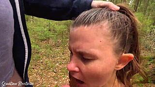 Real Russian Couple Captures Unexpected Blowjob With Ponytail Girl Sucking Cock In Forest POV