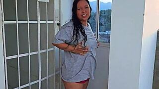 Come on, dominate this submissive milf outdoors on rooftop with facial blowjob and golden shower like a real compliant latina bitch