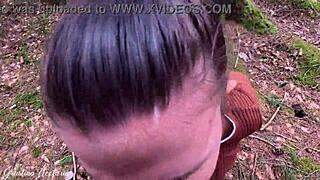 Real Russian Couple Captures Unexpected Blowjob With Ponytail Girl Sucking Cock In Forest POV