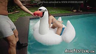 Natural Tits Babe Charley Hart Drilled Intensely by Pool