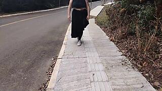 Hey, check out Priscila strolling the streets in see-through clothes, totally bare underneath and flashing everything