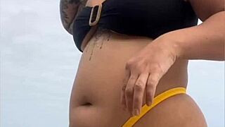 Swollen Pussy In Tight Yellow Bikini Draws Attention On USA Beach!