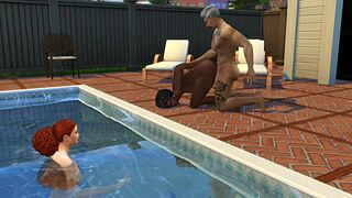 Ajay bangs cheerleading squad with big tits and asses poolside in group fun 😈