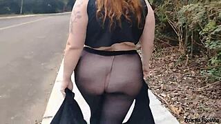 Hey, check out Priscila strolling the streets in see-through clothes, totally bare underneath and flashing everything