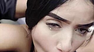 Petite latina babe sucks cock while driving in public then rides cowgirl style