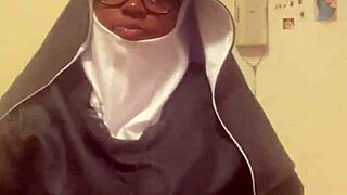 Wow, check out this naughty nun hazelnut getting wild on Halloween!