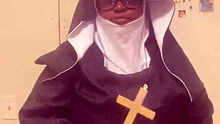 Wow, check out this naughty nun hazelnut getting wild on Halloween!