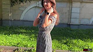 public solo upskirt flashing with ass plug in fishnet pantyhose and pee moment 😏🍑