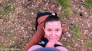 Real Russian Couple Captures Unexpected Blowjob With Ponytail Girl Sucking Cock In Forest POV