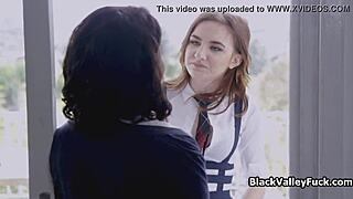 Ebony coeds licking white bullies pussy in interracial threesome