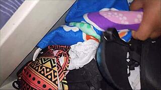 Outdoor amateur milf flashes huge ass in lingerie. She teases with dirty talk before intense anal creampie action.