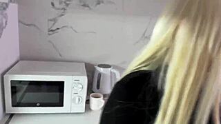 Sexy Blonde In Black Stockings Rides Cowgirl