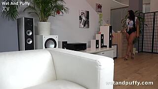 Gorgeous Curvy Teen Rips Clothes and Masturbates with Big Dildo to Juicy Orgasm!