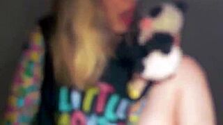 Bonneyuwu masturbates with dildo and teddy in pajamas