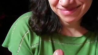 quickie blowjob turns into romantic cum licking from hands in this hot cfnm pov moment