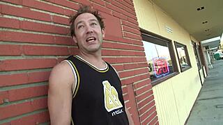 Blonde milf secretary Mellanie Monroe flashes big boobs to attract men at work