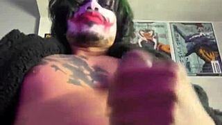hey, check out this wild brazilian guy in coringa cosplay doing a hilarious solo handjob session, man it's epic
