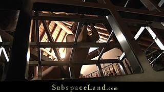 Whoa, this chained blonde slave endures brutal bondage fucking and whipping under master's total control! 😈🔗