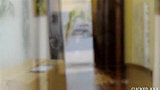 Horny milf Aidra decides to cuck her husband by getting a rough fuck from the mover guy in stockings.