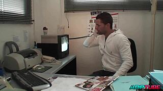 A mature slut endured a rough anal pounding during her office job interview, with intense doggystyle and blowjob action leading to a facial finish.