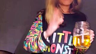 Bonneyuwu masturbates with dildo and teddy in pajamas