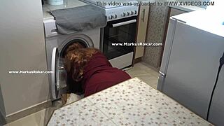 i can't believe this stupid maid got stuck in the washing machine while spying on her playful escapades