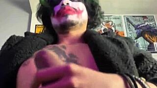 hey, check out this wild brazilian guy in coringa cosplay doing a hilarious solo handjob session, man it's epic