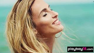 smoking hot nude ukranian teen 18+ blondie cara mell posing in the sand outdoor